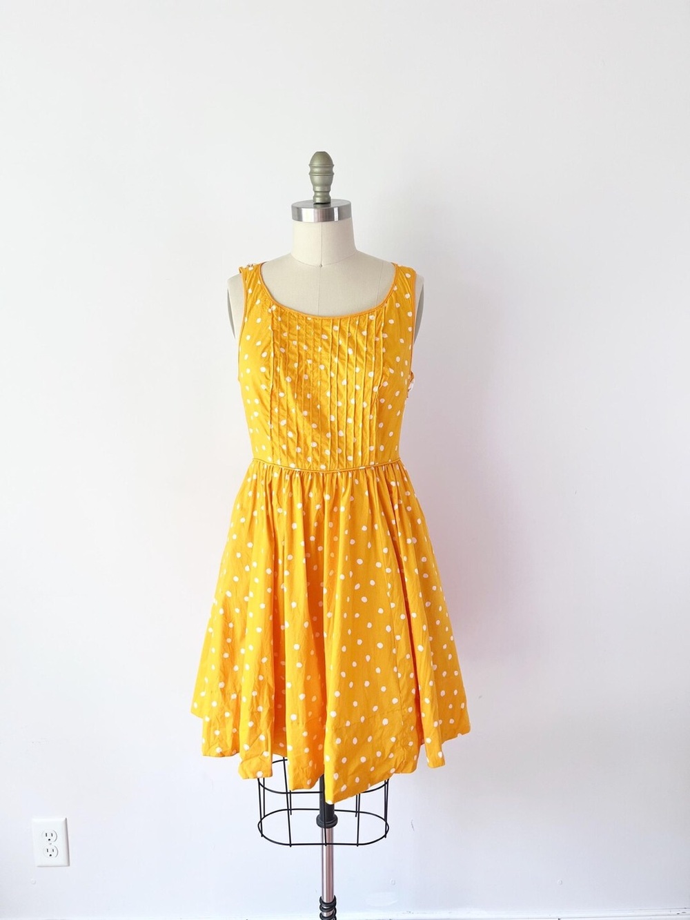 Moulinette Soeurs Anthropology Yellow Dress with White Lace Detail